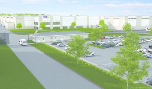 A rendering of the FedEx Ground distribution facility planned for Stratford.