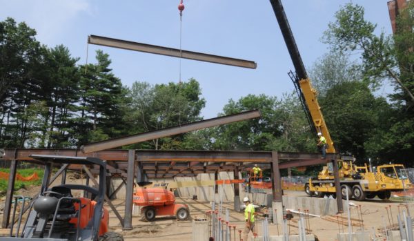 Work has begun on a mixed-use project on Morgan Street in Stamford. Photo by Erland Construnction