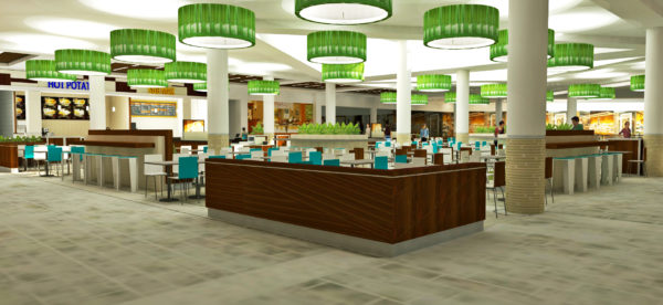 A rendering of the planned food court.