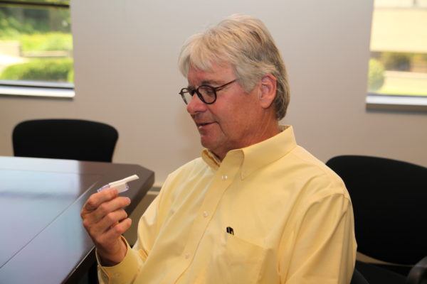 Hakan Edstrom with his rapid-acting insulin inhalant, Afrezza. Photo by Danielle Brody