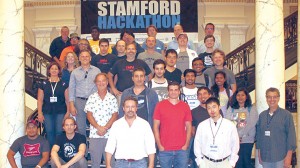 Recent Stamford Hackathon participants, including organizer Hugh Seaton, center front