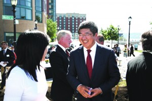 Ning Yuan, president of China Construction America and chairman and CEO of Strategic Capital, at a groundbreaking ceremony on the Yonkers riverfront. 