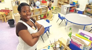 Genecka Vickers in her classroom at the Connecticut Institute for Communities in Danbury. Vickers, of Danbury, is a Head Start teaching assistant at CIFC and a parent of a former Head Start student.  