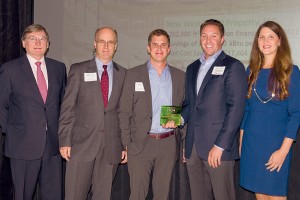 From left, Joe McGee, vice president for public policy, The Business Council of Fairfield County; Don Strait, Connecticut Fund for the Environment; Scott Raasch, Forstone Capital; Brandon Hall, Forstone Capital; and Megan Saunders, The Stamford 2030 District.