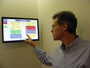 Arrowsight Inc. CEO Adam Aronson demonstrates his company's remote video monitoring system for hospital operating rooms at Arrowsight's Mount Kisco office in 2013. 