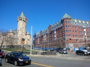 The Castle, at right, in Port Chester is expected to welcome its first tenants in late January. 