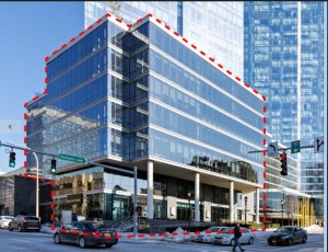 7 Renaissance Square at the Ritz Carlton complex in White Plains is outlined in red in this photo. 