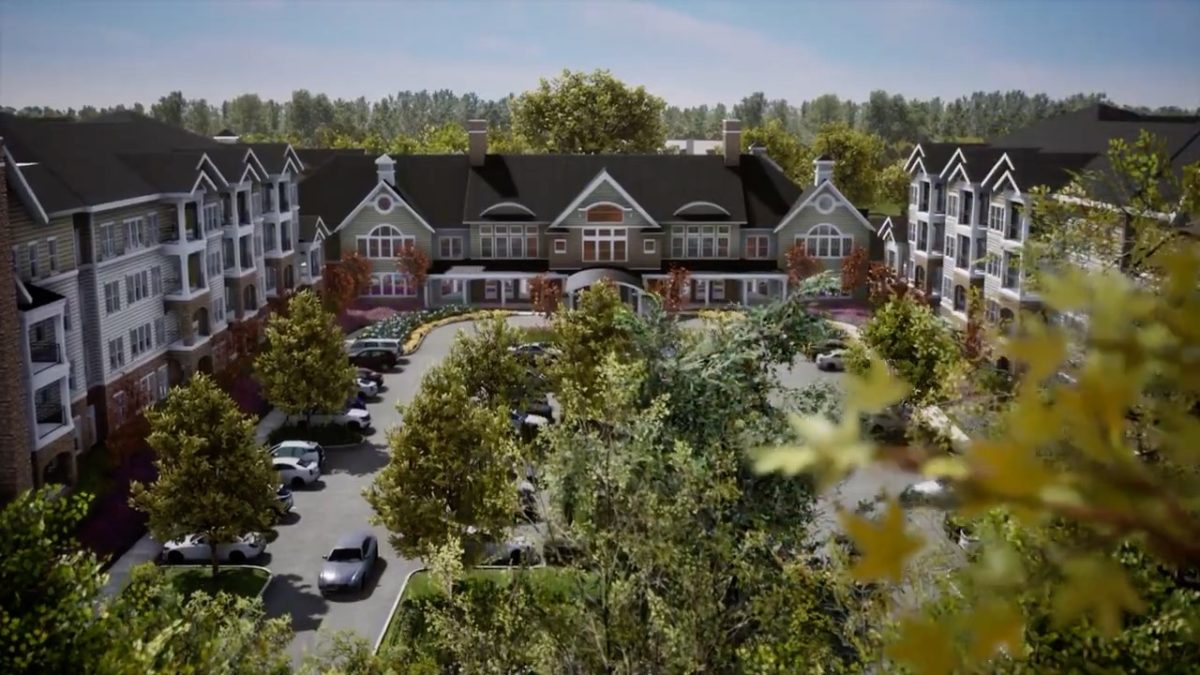 Aerial rendering of part of the Broadview project.