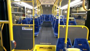 Interior of the new Westchester County's Bee-Line all-electric bus.