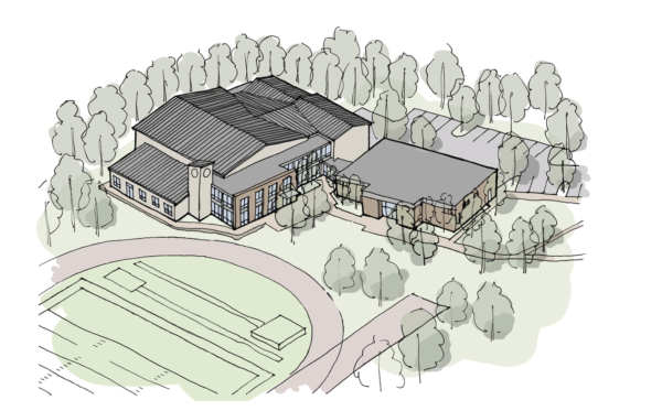 Rendering of the new art center at Iona Prep.