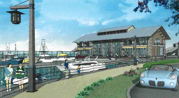 Rendering of a Hudson Valley Gateway Visitor Center suggested for Tarrytown's waterfront by National Resources.