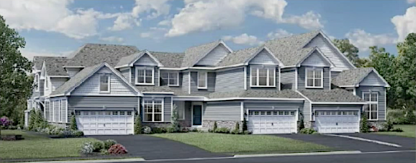 View of townhome exterior as shown to Yorktown Town Board by Toll Brothers.