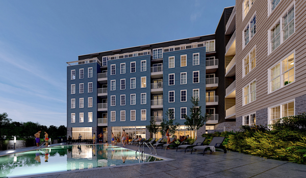 Rendering of a portion of the Trammell Crow Residential and Marcus Partners development at 3 Westchester Park Drive in Harrison.