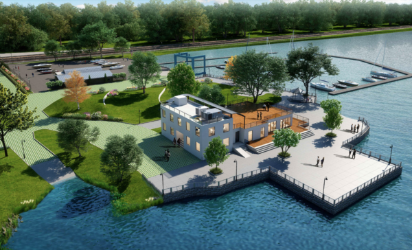 A rendering of a proposed redevelopment by the Washington Irving Boat Club in Tarrytown.