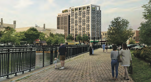 Rendering of 2-16 S. Main St. in Port Chester as seen from waterfront area.