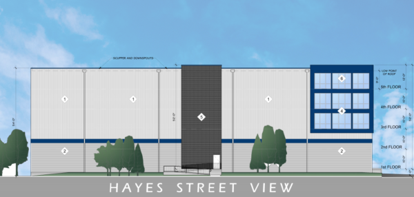 Possible self-storage building, Hayes Street elevation.