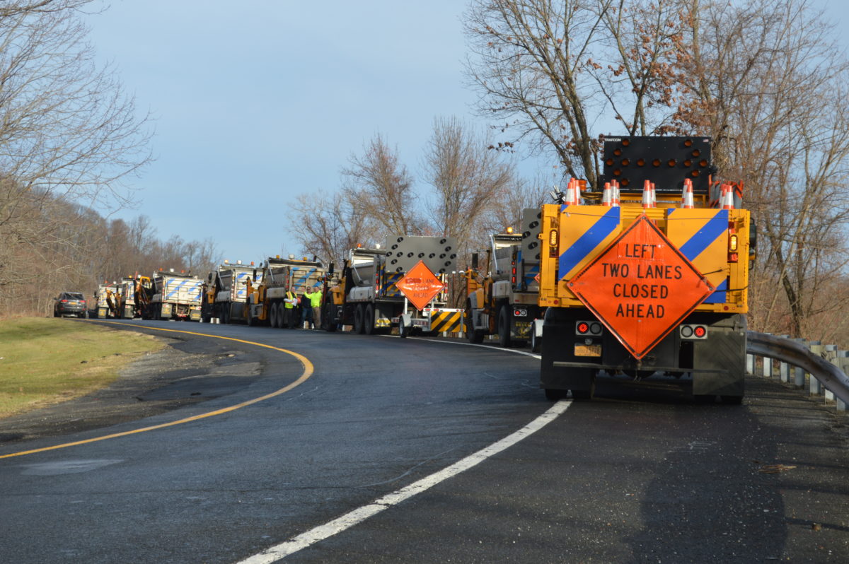 Road crew gets ready for work in Westchester. Photo by Peter Katz.