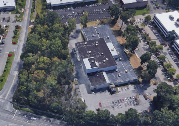 Aerial view of 100 Grasslands Road, Elmsford. Photo via Google Maps.