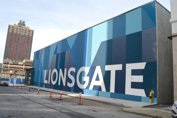 Lionsgate identification on Wells Avenue frontage. Photo by Peter Katz.
