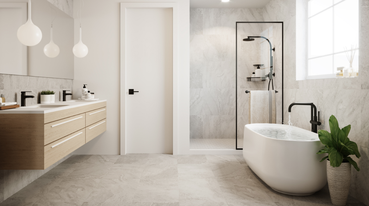 Welcome Homes bathroom rendering.