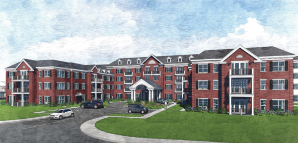 900 King St., Rye Brook rendering by Perkins Eastman -- front of main building.