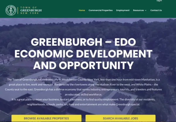 Part of the main page at Greenburgh's new economic development website.