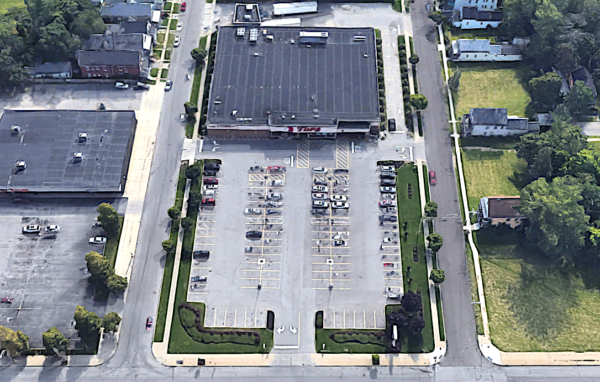 The Tops Friendly Market store in Buffalo where the attack took place. Satellite photo via Google Maps.