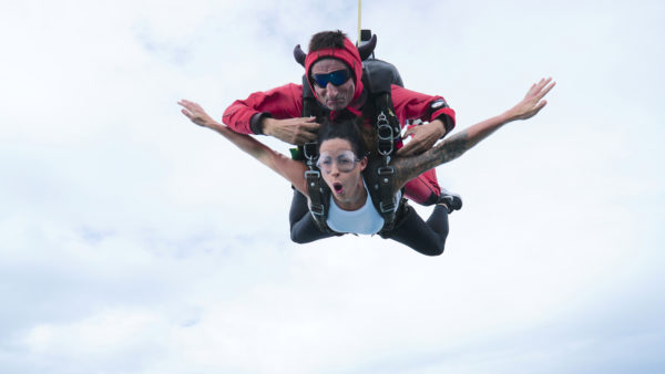 Heather Adsit, wife of Mount Saint Mary College President Jason Adsit, went skydiving to celebrate the college”™s Go Blue campaign raising more than $80,000.