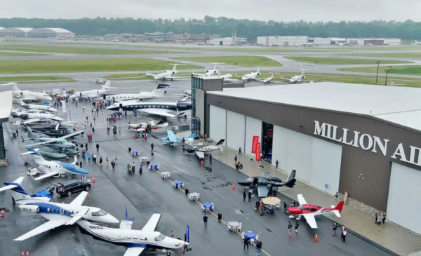 Aircraft on display at Million Air during NBAA Regional Forum at Westchester County Airport.