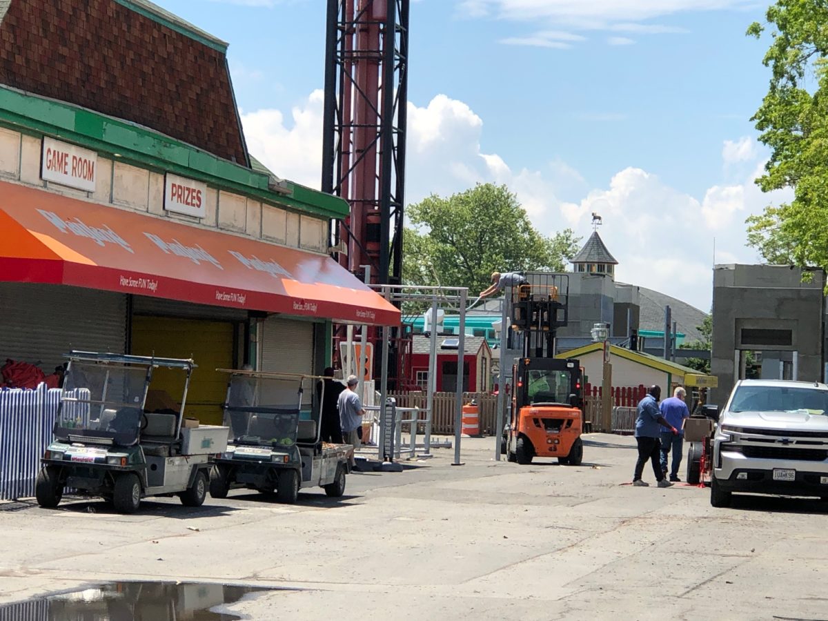 Preparations for season opening inside of Playland. Photo by Peter Katz.