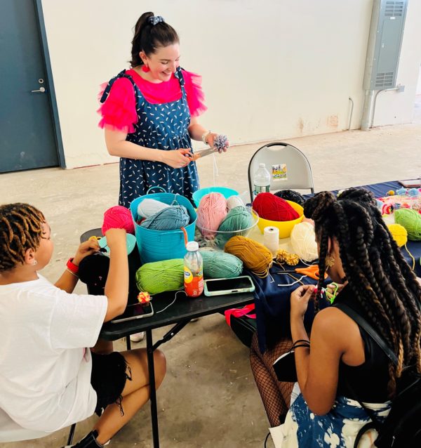 Yonkers Arts Weekend attendees making DIY Pom Pom & Tassel Accessories with Brooklyn Craft Company. Photo by Alana Zayas, Thompson & Bender.