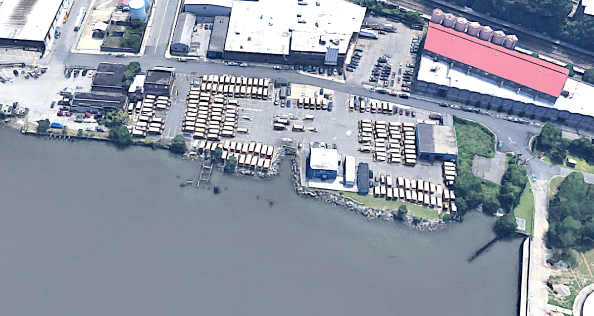 Water Grant St. and Pier St. properties to be transformed into new Yonkers park. Satellite photo via Google Maps.