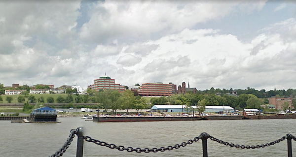 Newburgh waterfront as ween from a boat on the Hudson River. Photo via Google Maps