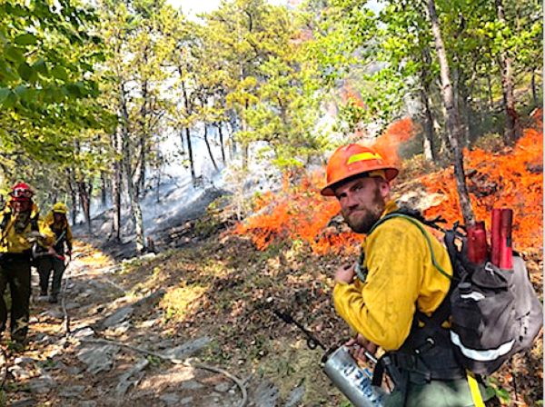 Fighting the Napanoch fire. Photo by NY State Parks Supervisor Zach Wesley-Krueger