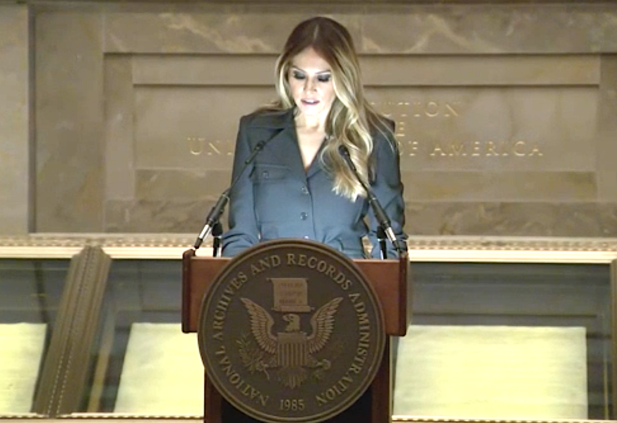 Melania Trump Makes Rare Appearance And Speech At National Archives ...