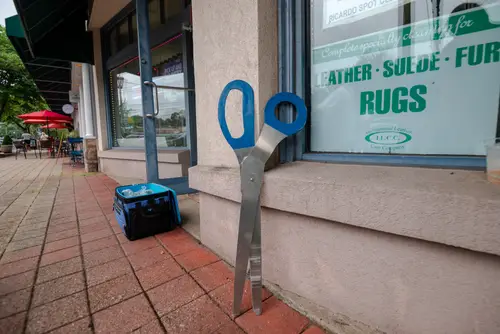 Giant scissors in Stratford.