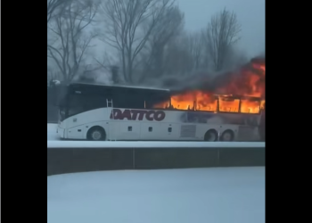 Emergency officials save 50 bus passengers from fiery bus in Darien